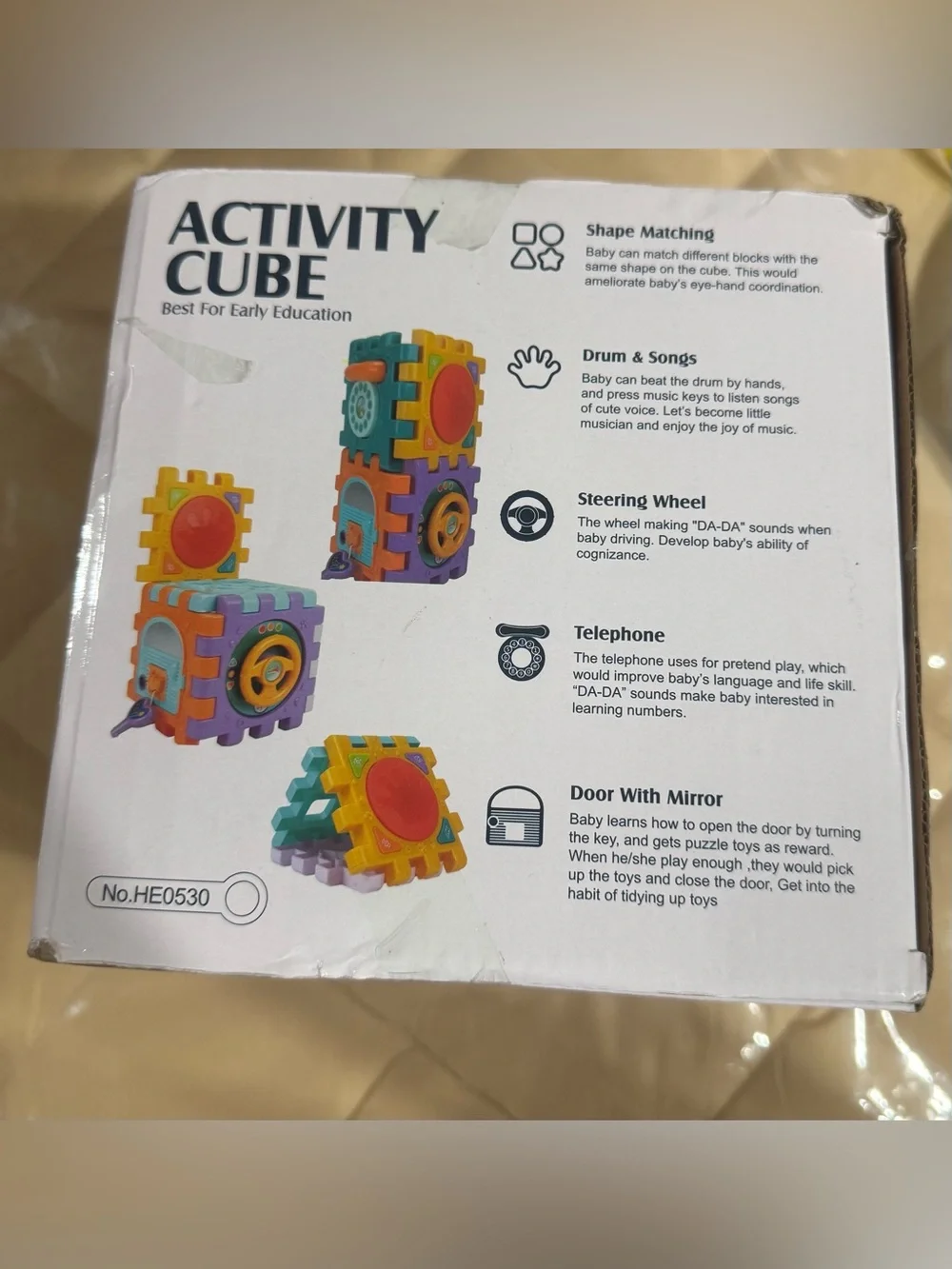 6 in 1 Baby Activity Cube Musical Play Center Shape Sorter Educational Toy Gift